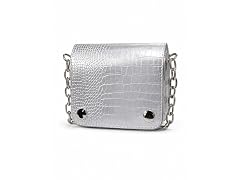 Croc-Embossed Clutch/Shoulder Bag