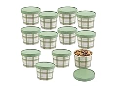 Fun Express 4" x 3" Pink & Sage Plaid Paper Bowls