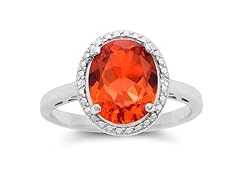 2 3/4 Carat Created Oval Padparadscha Sapphire and Diamond Ring- Pick Size