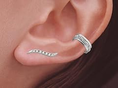 Silver CZ Ear Pin Earrings CZ Earcuff