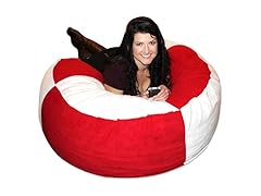 Red and White 50" Bean Bag