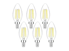6Pk Dimmable E12 LED Candelabra Bulbs 40W, Daylight White