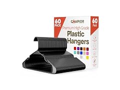 Black Plastic Hangers 60 Pack