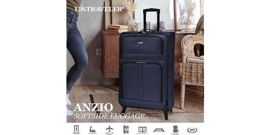 U.S. Traveler Anzio Softside Expandable Spinner Luggage, Teal, Checked-Large 30-Inch U.S. Traveler Anzio Softside Expandable Spinner Luggage, Teal, Checked-Large 30-Inch