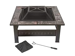 32 inch Square Tile Fire Pit with Cover