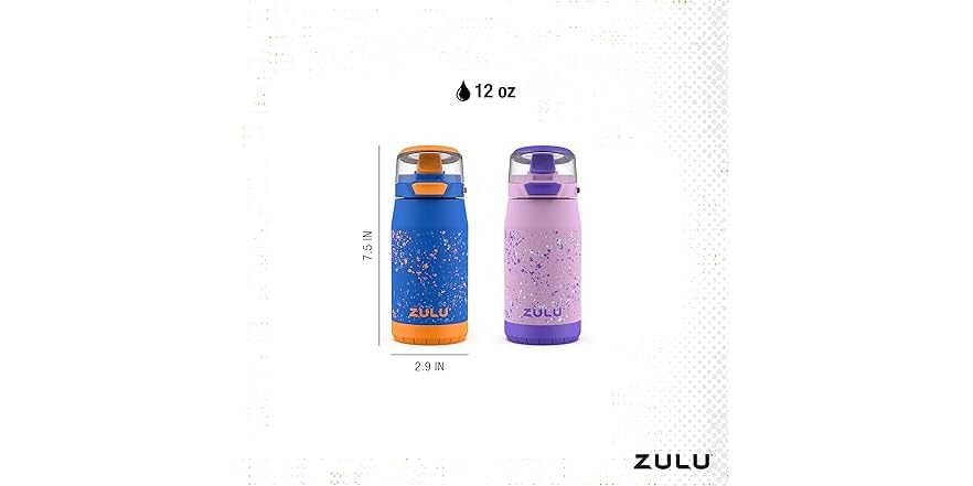 ZULU Kids Flex 16oz Tritan Water Bottle – Leak-Proof, Silicone Spout, Carry Loop