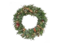 National Tree Company 24 in. Pre-Lit Glistening Pine Wreath