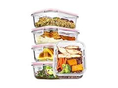 Vtopmart Pink 5 Pack 22oz Glass Containers W/ Lids