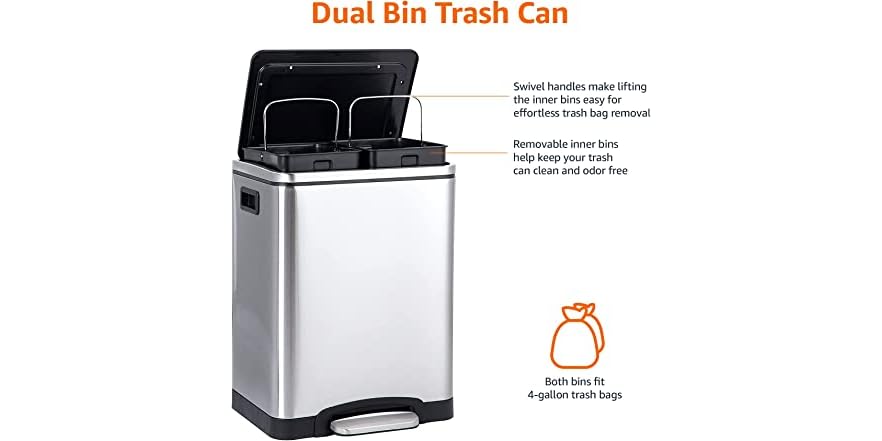 Amazon Basics 30L Dual Bin Trash Can