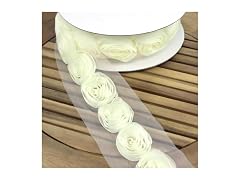 LUV Ribbon White 2 3/4" Inch Blooming lace Flower Ribbon IVR