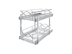  D Double-Tier Wire Pull Out Kitchen and Bath Storage Basket 