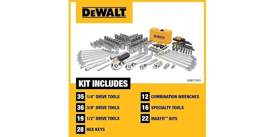 DEWALT DWMT73807 Drive Tool Accessory Set, Steel, Chrome-Plated