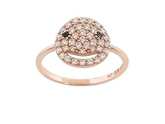 14K Rose Gold Plated Silver Pave Smile Ring