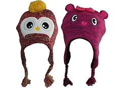 Children's Animal Beanie 2-PK: Penguin and Chipmunk