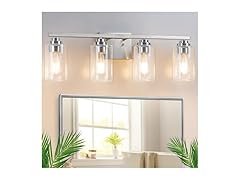 VerRon 4-Light Bathroom Light Fixtures, 27", Nickel