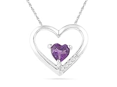 Sterling Silver Amethyst Center Heart Necklace