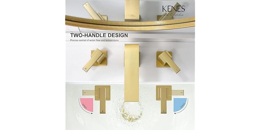 KENES Gold Widespread Bathroom Faucet