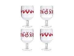  Acrylic Stackable Stemmed Drink Glass, Set of 4, Valentines - Hearts/XO