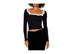 Forever 21 Women (L) Lace-trim Crop Top