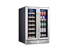 Kalamera Wine and Beverage Refrigerator, 24 inch Wine Fridge Dual Zone
