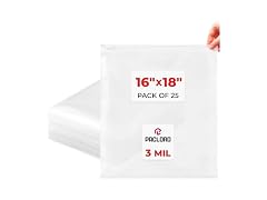 Paclord 2.5 Gallon 16" x 18" Slider Zip Poly Bags, Pack of 25 