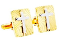 2 Tone Gold Cross Cufflinks