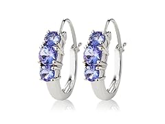 Sterling Silver Tanzanite Round In Line Earring