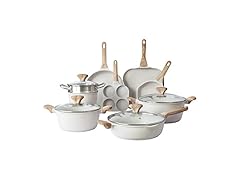 Country Kitchen Non-Stick Cast Aluminum Cookware Cream, 13 Pc.