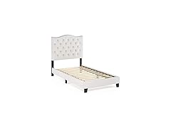Furinno Lille Button Tufted Bed Frame, Twin