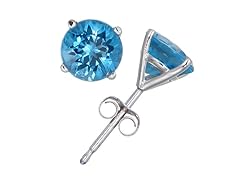 Blue Topaz Stud Earring 14K Gold