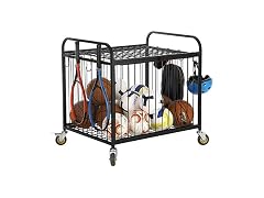 MyGift Large Capacity Metal Rolling Multi Sports Ball Cage Storage Hopper