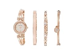 Anne Klein Womens Crystal Watch Bracelet Set
