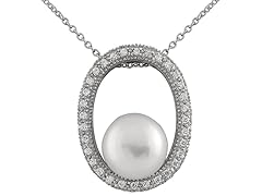 CZ Halo Freshwater Pearl Pendant