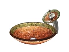 VIGO Janus Glass Vessel Sink and Waterfall Faucet Set in Brushed Nickel