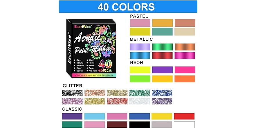 40 Colors Extra Fine Tip Paint Pens