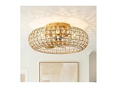 Parrot Uncle 19.7 Inch Gold Crystal Fandelier Ceiling Fan