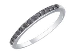 1/5 CT Black Diamond Wedding Band Silver