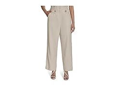 HALSTON H Womens Straight Leg Linen Pant