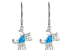 Sterling Silver Created Opal Dangling Crab Earring