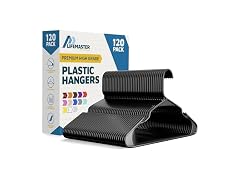 Lifemaster Plastic Clothes Hanger Set - 120 Pieces Black 