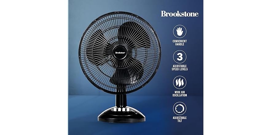 Brookstone 12-Inch Oscillation Desk Fan
