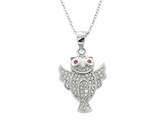 Sterling Silver Pave Flying Owl Pendant