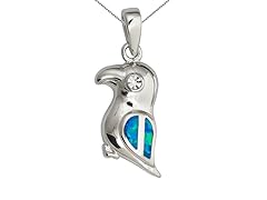 Sterling Silver Rhodium Created Opal Bird 18" DC