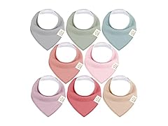 KeaBabies 8Pk Organic Baby Bandana Bibs-Pastel