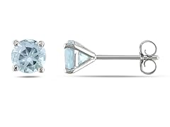 14k White Gold Aquamarine Stud Earrings