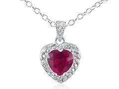 1ct Heart Shaped Ruby & Diamond Heart Pendant