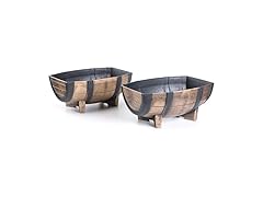 Gardenised 2-Piece Rectangular Half Barrel Flower Pots