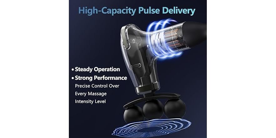 Psiol Reference Image 3-Head Massage Gun w/ Extension Handle