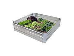 Sunnydaze Square Steel Garden Bed- Silver