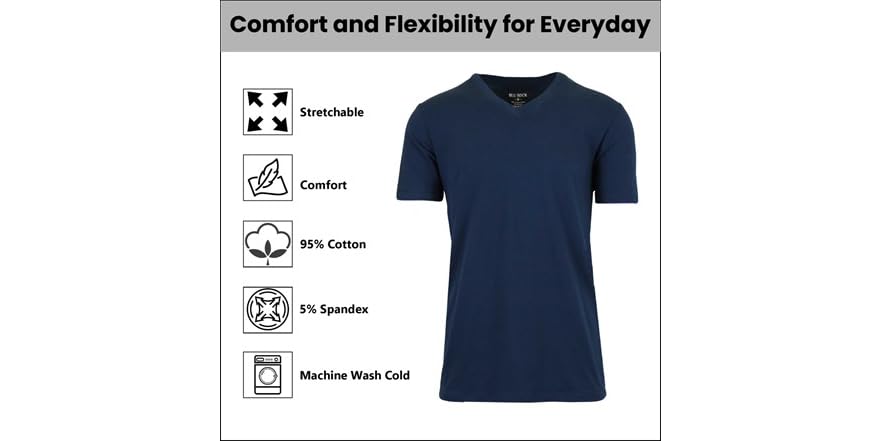 Mens Cotton Stretch V-Neck Tees (M-2XL)